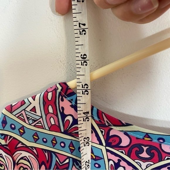 Aranoy Medallion Abstract Maxi Dress Large Pink Blue Short Sleeve Colorful - Picture 9 of 10